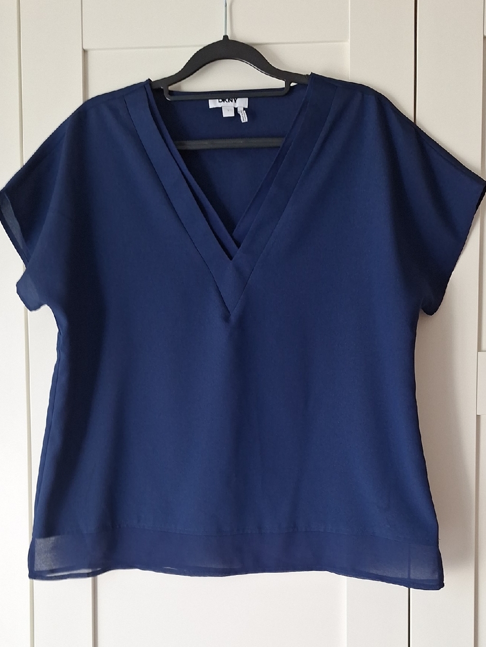 DKNY Navy V-Neck Short Sleeve Blouse